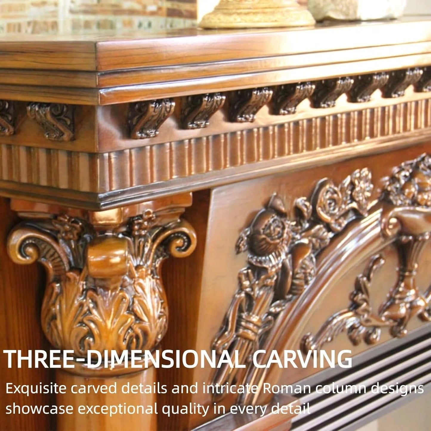 Aihm-Lon Indoor Electric Fireplace Includes European Classical Carving 59”