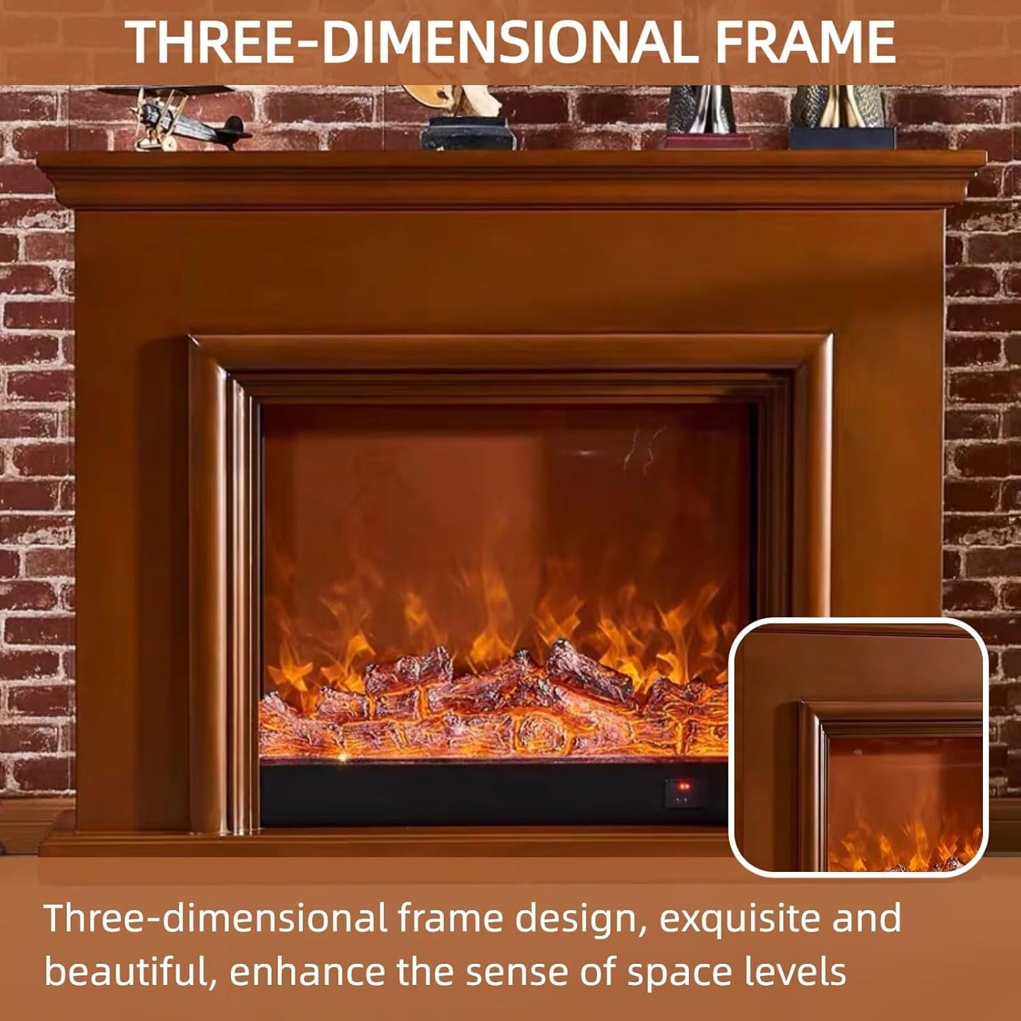 Aihm-Lon Freestanding Electric Fireplace with Faux Flame 47”-69”