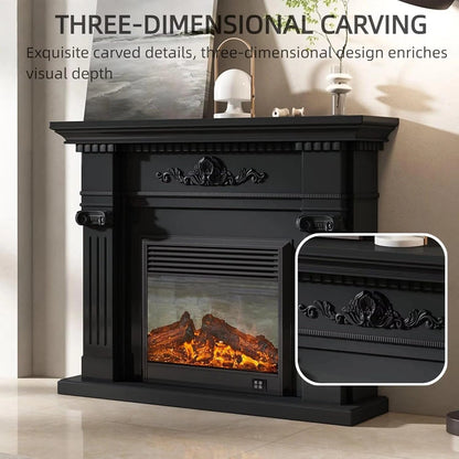 Aihm-Lon Freestanding Electric Fireplace Includes Black Modern Carvings 47” - 71”