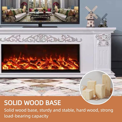 Aihm-Lon White Electric Fireplace Includes Gold-Outlined 71”