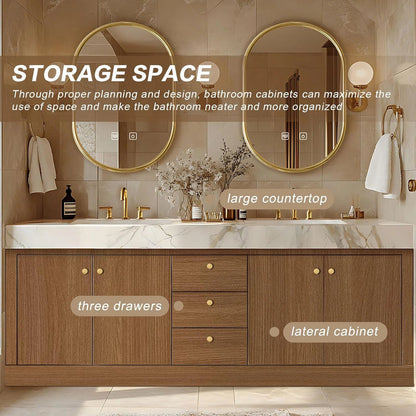 68” - 96” Modern Bathroom Vanity Includes Solid Wood Storage Cabinet