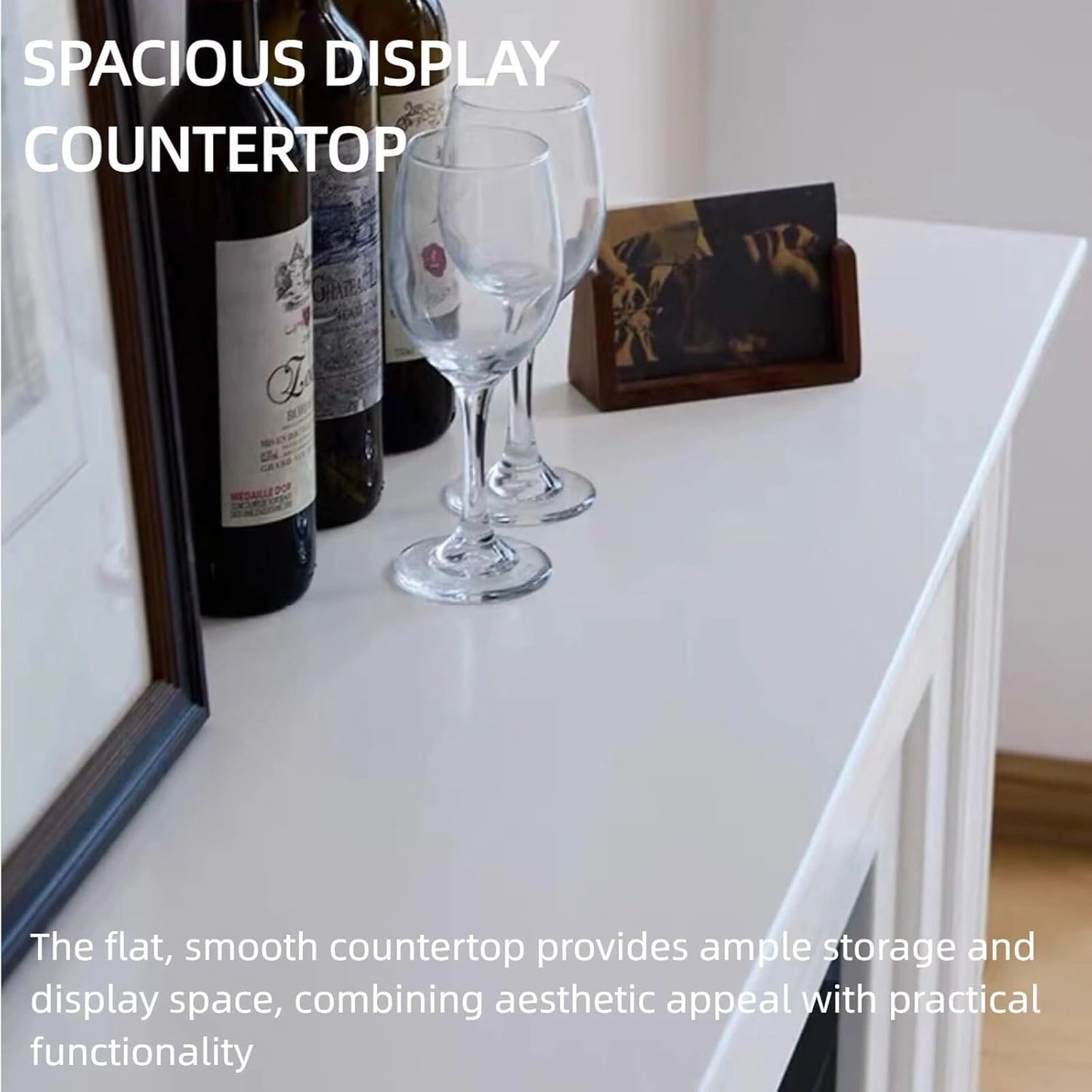 Aihm-Lon Freestanding Electric Fireplace Includes White Modern Layered Lines 79”