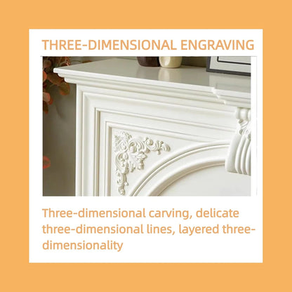 Aihm-Lon Electric Fireplace White Carve Design with Spacious Countertop 43”-51”