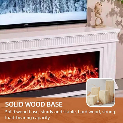 Aihm-Lon Decorative Electric Fireplace with White Concave-Convex Lines 79”