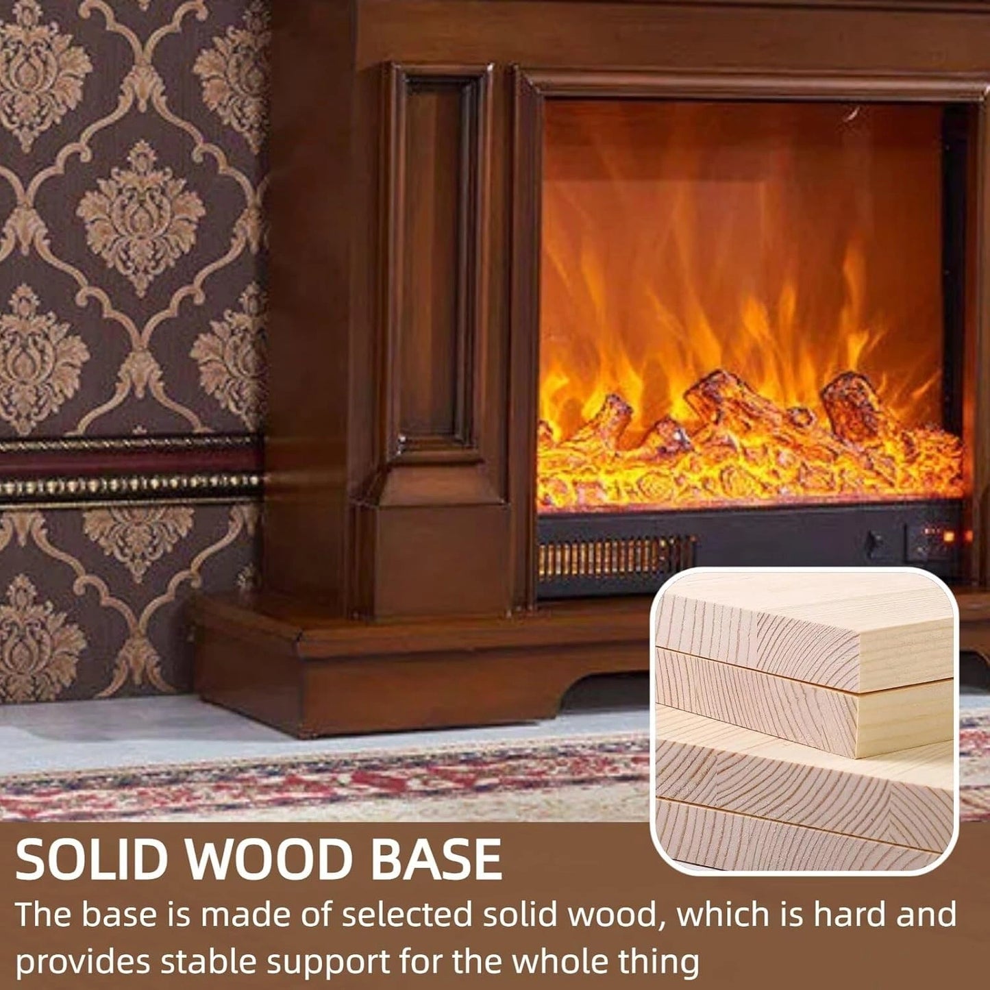 Aihm-Lon Brown Electric Fireplace Includes Classic Line Design 47”-59”