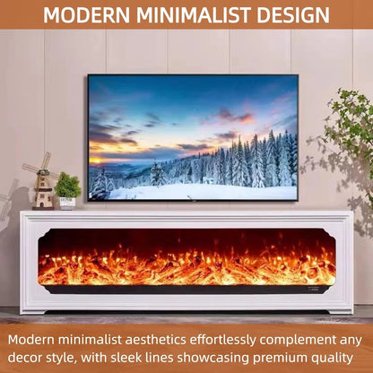 Aihm-Lon Modern Electric Fireplace Includes White Layered Lines Design 79”
