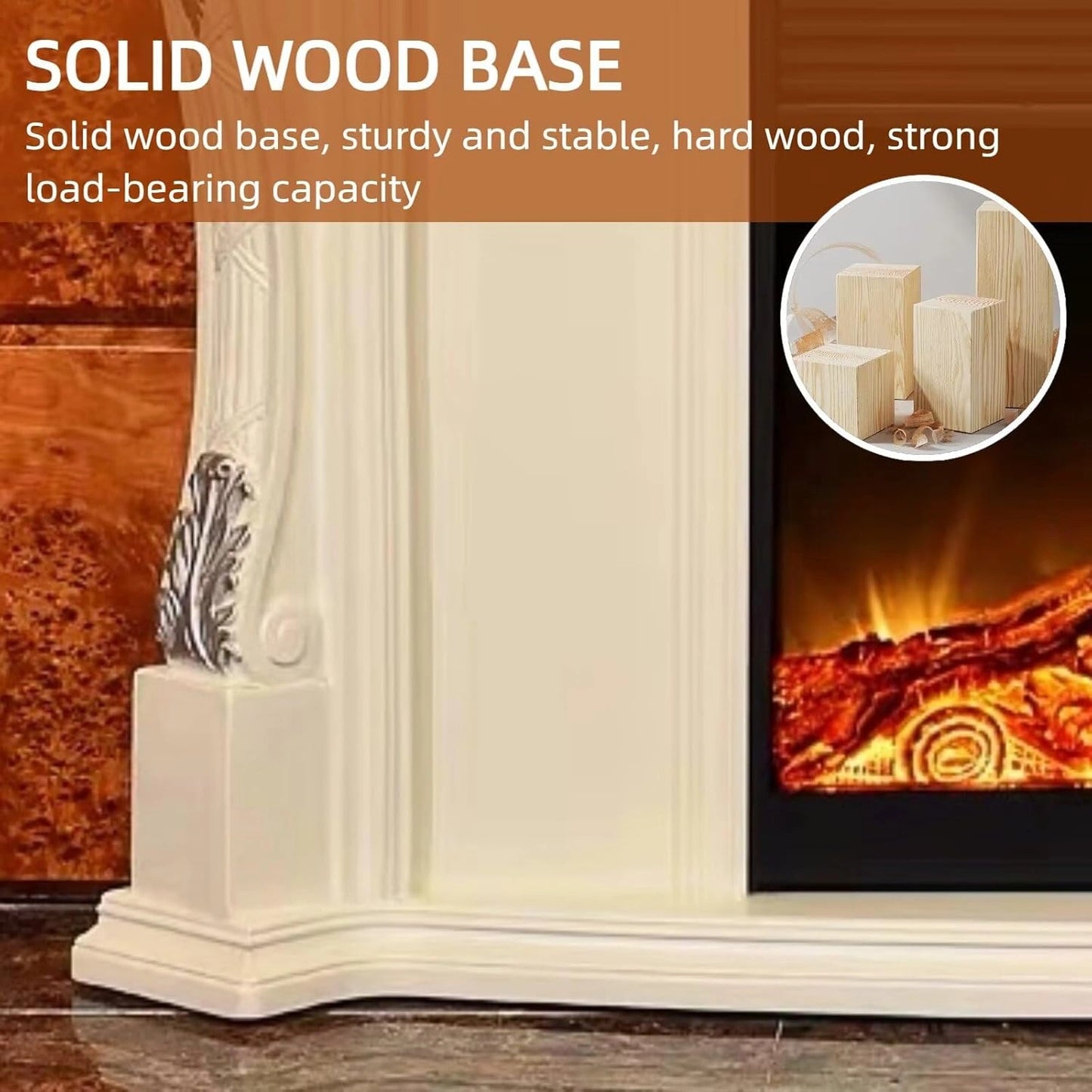 Aihm-Lon White Electric Fireplace with 3D Flame Effect Indoor Heater 59”