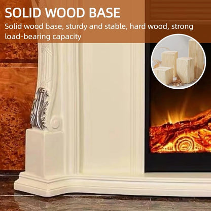 Aihm-Lon White Electric Fireplace with 3D Flame Effect Indoor Heater 59”
