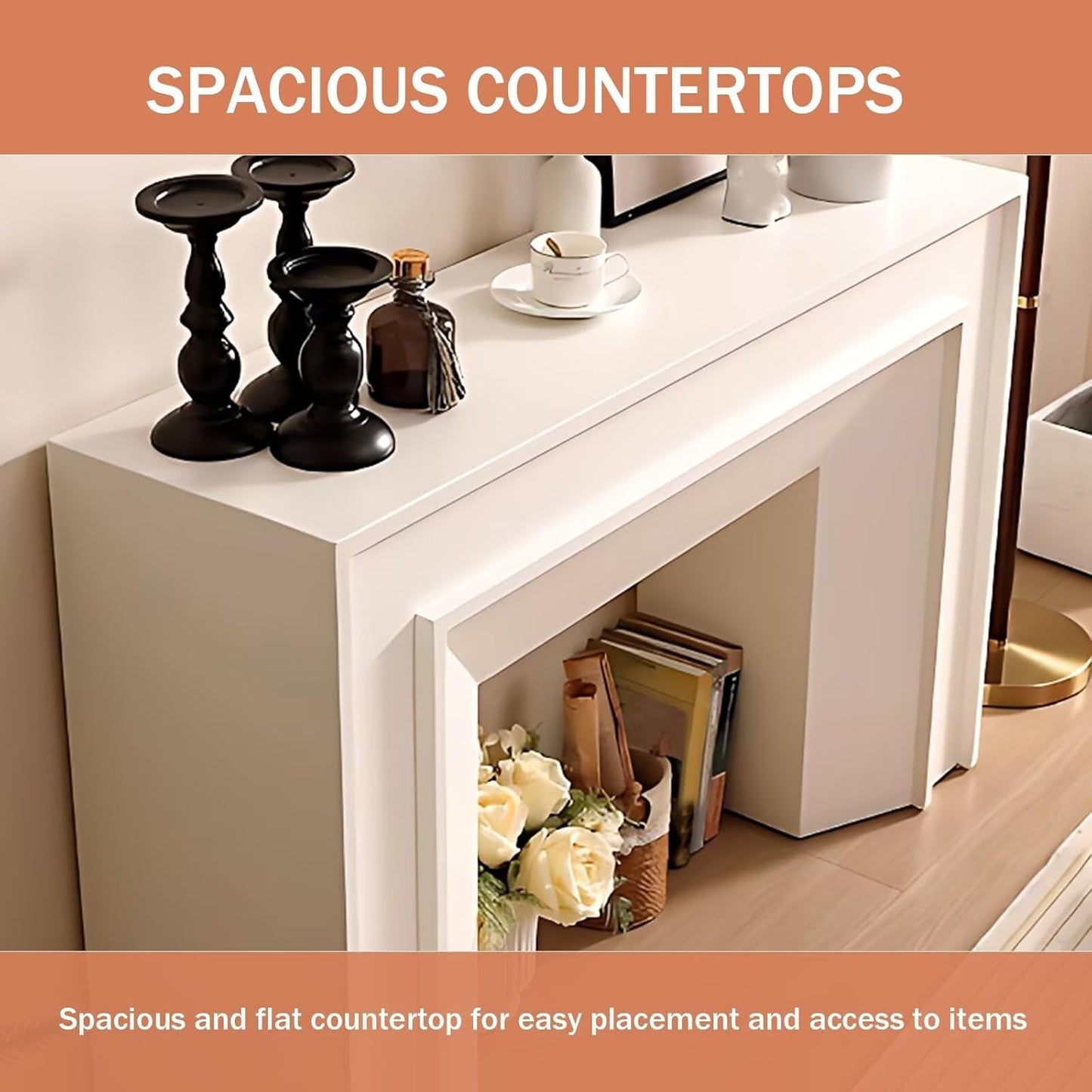 Aihm-Lon White Electric Fireplace French Square Design 47”