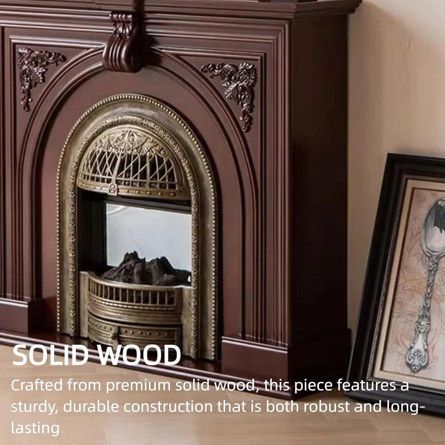 Aihm-Lon Indoor Electric Fireplace with Decorative Real Flame Insert 43”-59”