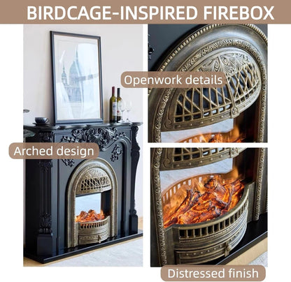 Aihm-Lon Electric Fireplace with Mantel Includes Faux Birdcage 43”-59”