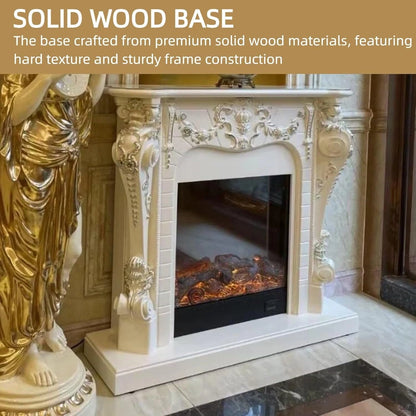 Aihm-Lon Faux Electric Fireplace Includes White European Three-Dimensional Carving 47”