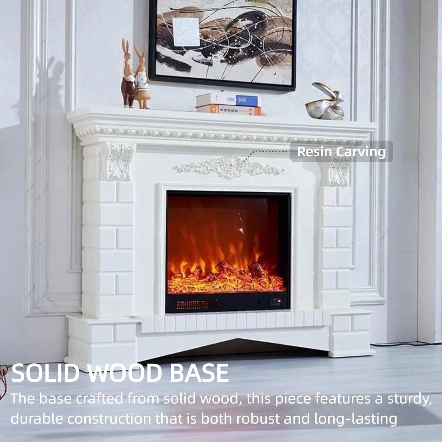 Aihm-Lon Tall Electric Fireplace Includes Openwork Base and Faux Bricks 59”