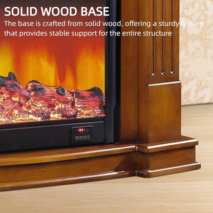 Aihm-Lon Brown Electric Fireplace Includes Ornate Carved Detail 47”