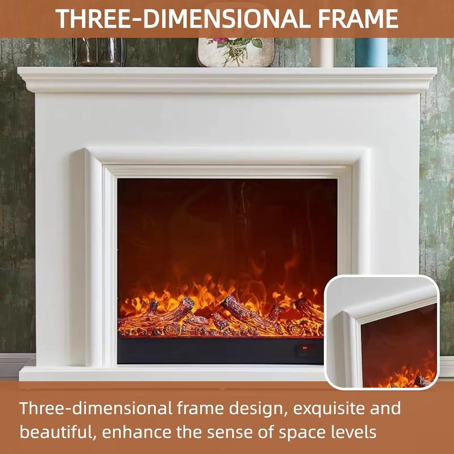 Aihm-Lon Freestanding Electric Fireplace with Faux Flame 47”-69”