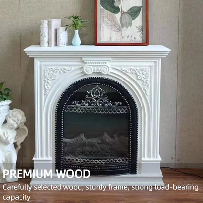 Aihm-Lon White Electric Fireplace with Vintage Hollow Birdcage 39”