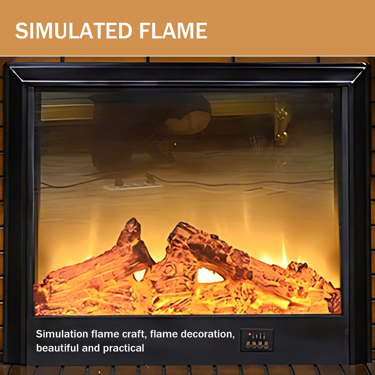 Aihm-Lon Electric Fireplace Brown Retro Design with Realistic Flame Effects 59”