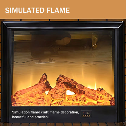 Aihm-Lon Electric Fireplace Brown Retro Design with Realistic Flame Effects 59”