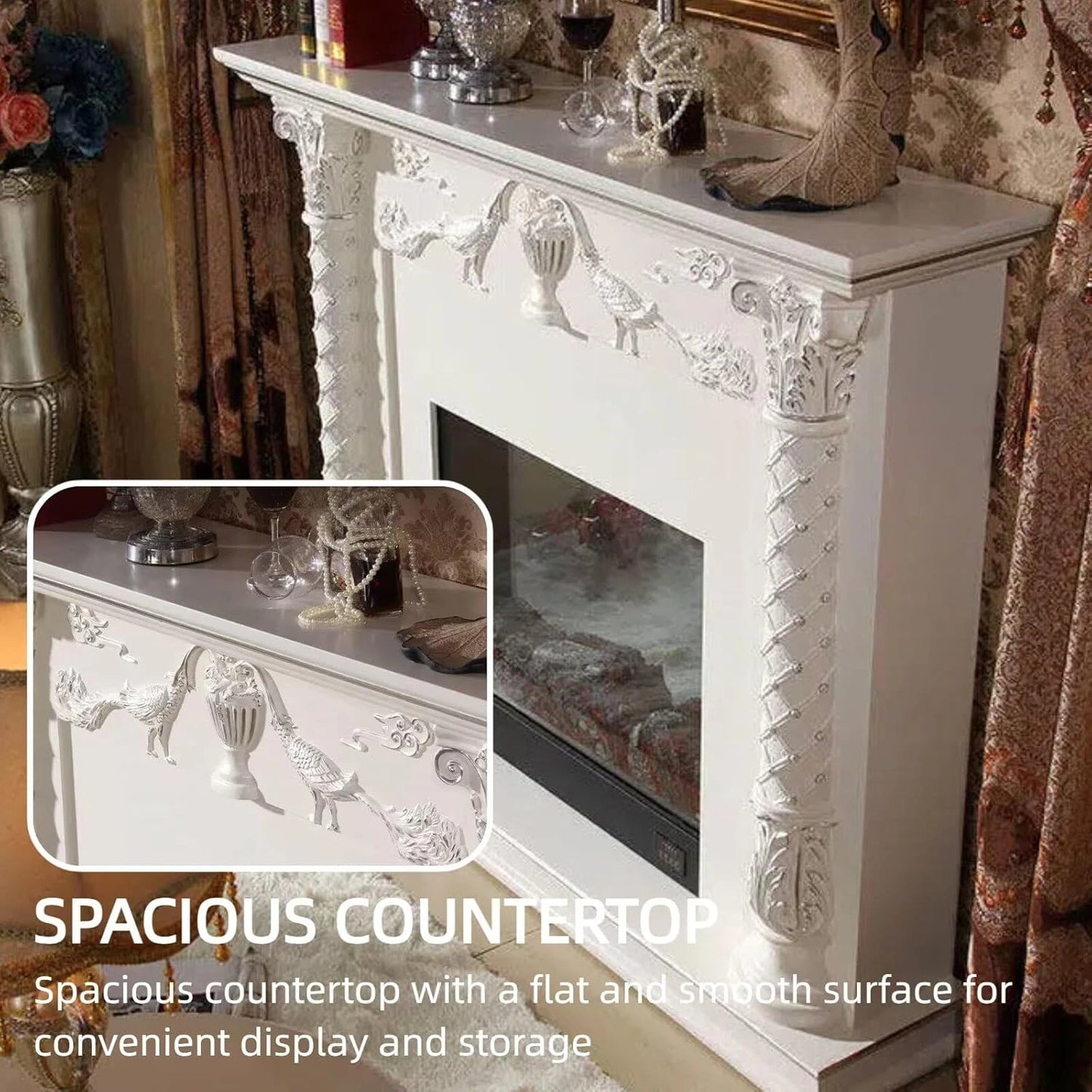 Aihm-Lon Luxurious Electric Fireplace Includes Carved Column 59”