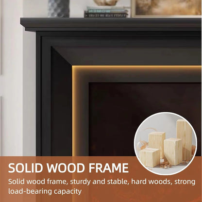 Aihm-Lon Black Electric Fireplace with Spacious Smooth Mantel 47”-59”