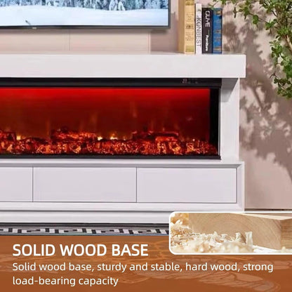 Aihm-Lon Simple Electric Fireplace with Three-Sided Faux Flame 79”