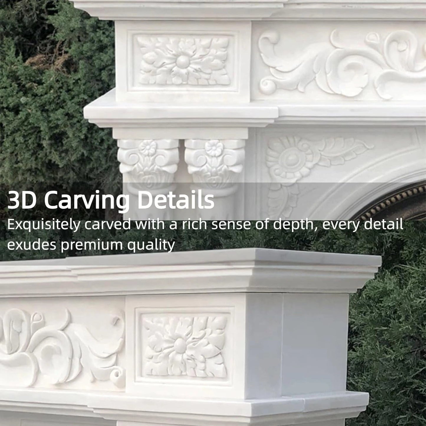 Aihm-Lon Electric Fireplace Includes Luxury Carving & Birdcage Firebox 55” - 63”