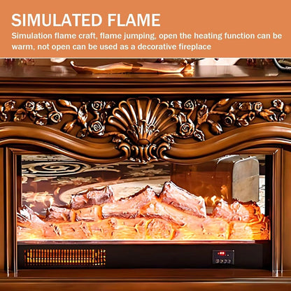 Aihm-Lon Luxurious Electric Fireplace Includes Brown Exquisite Carved Design 63”
