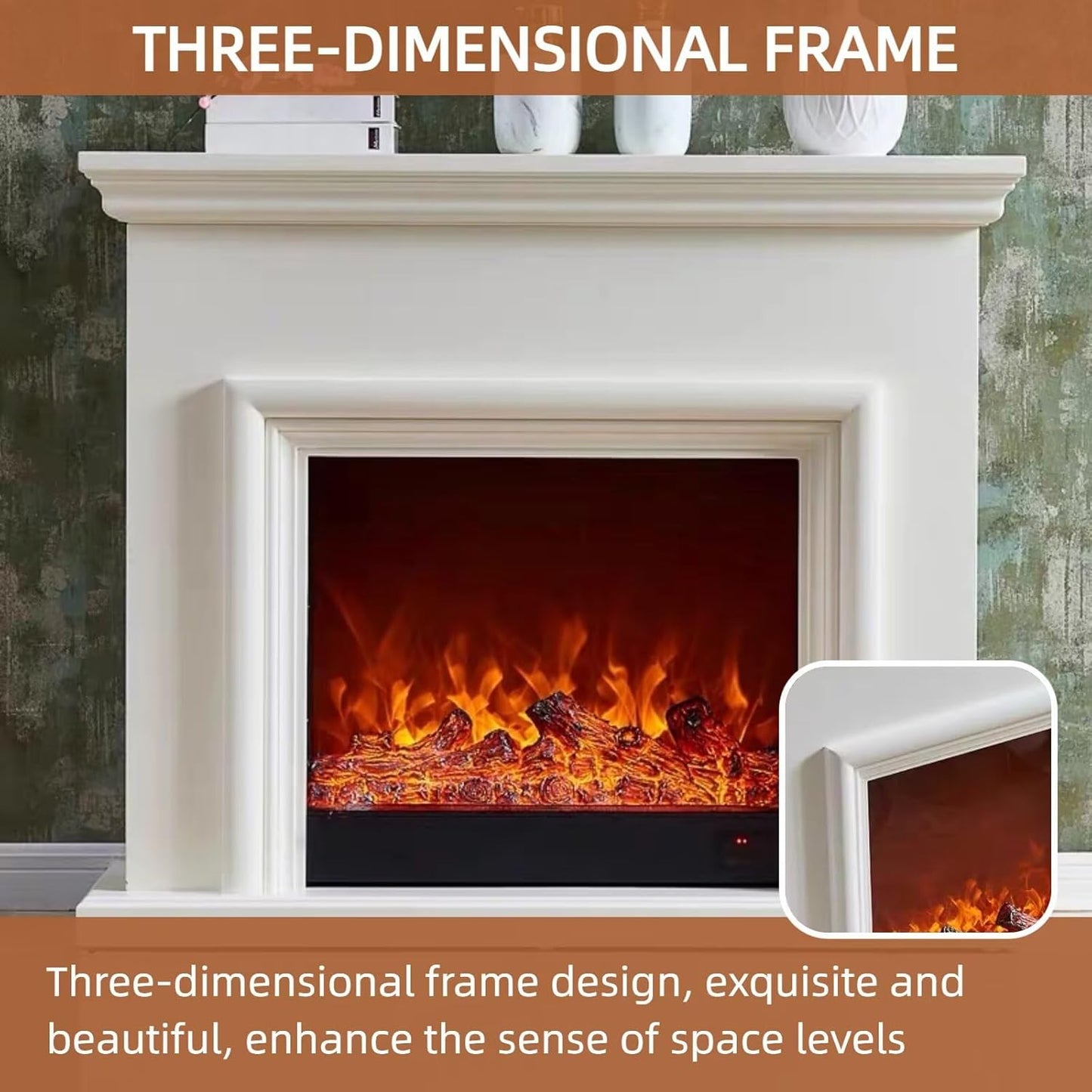 Aihm-Lon Freestanding Electric Fireplace with Faux Flame 47”-69”