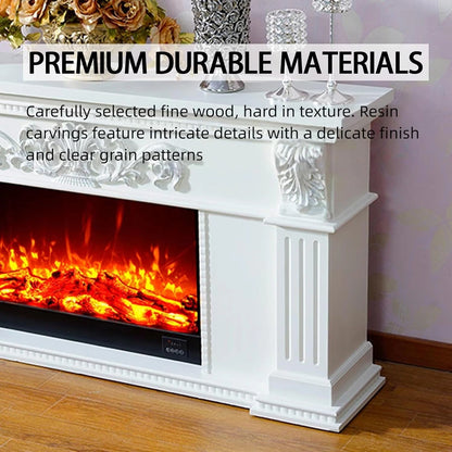 Aihm-Lon Spacious Electric Fireplace Includes White Carving & Column 59”