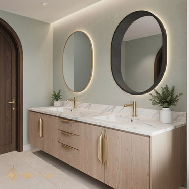 60''-96'' Floating Bathroom Vanity with Sink Dual Basin Marble-Effect Countertop Cabinet