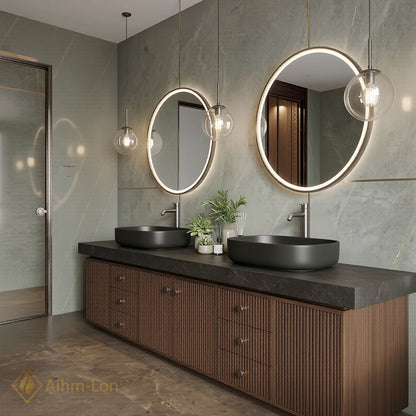 60''-96'' Double Bathroom Vanity with Sink Fluted Panel Front Dark Brown Finish