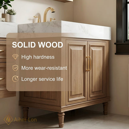 72''-96'' Double Bathroom Vanity with Sink White Shaker Panel Doors Marble Textured