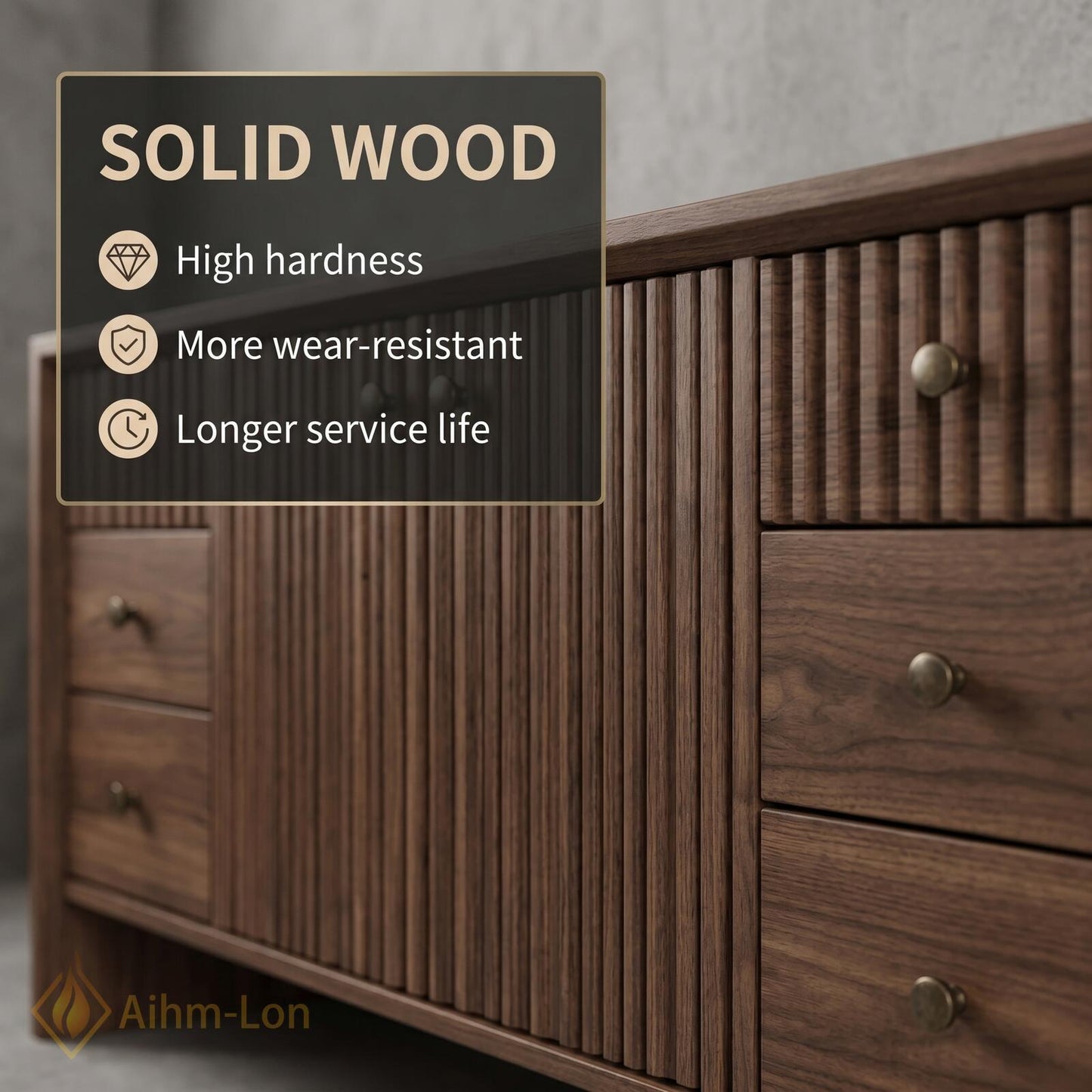 76''-96'' Modern Floating Bathroom Vanity with Sink Double Dark Walnut Slatted Panel