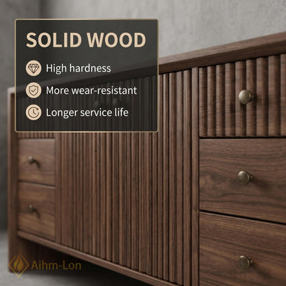 76''-96'' Modern Floating Bathroom Vanity with Sink Double Dark Walnut Slatted Panel