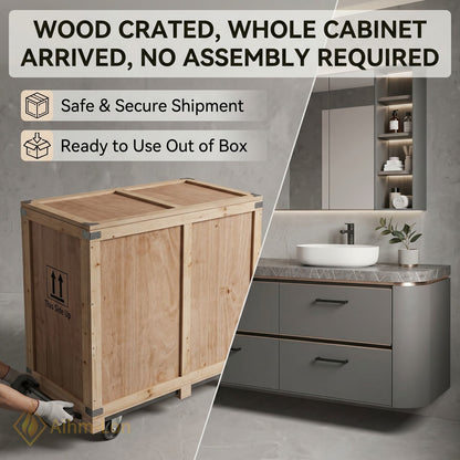 60''-96'' Floating Bathroom Vanity with Sink Wide Countertop Matte Grey Spacious Drawer