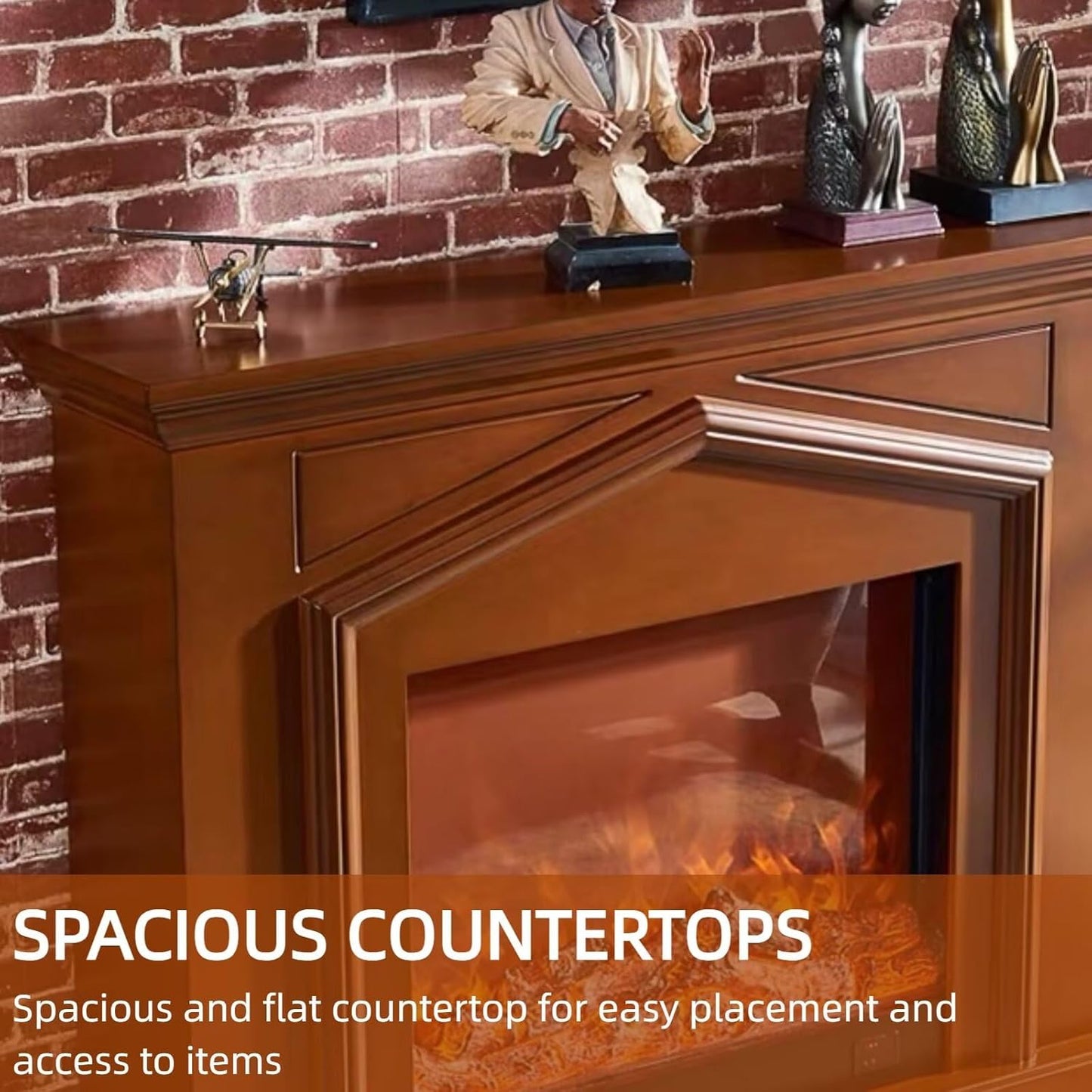 Aihm-Lon Modern Electric Fireplace Realistic Flame 47”-59”