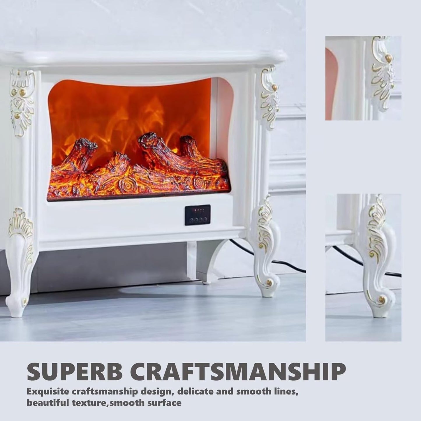 Aihm-Lon White Electric Fireplace with Exquisite Patterns 30”-54”