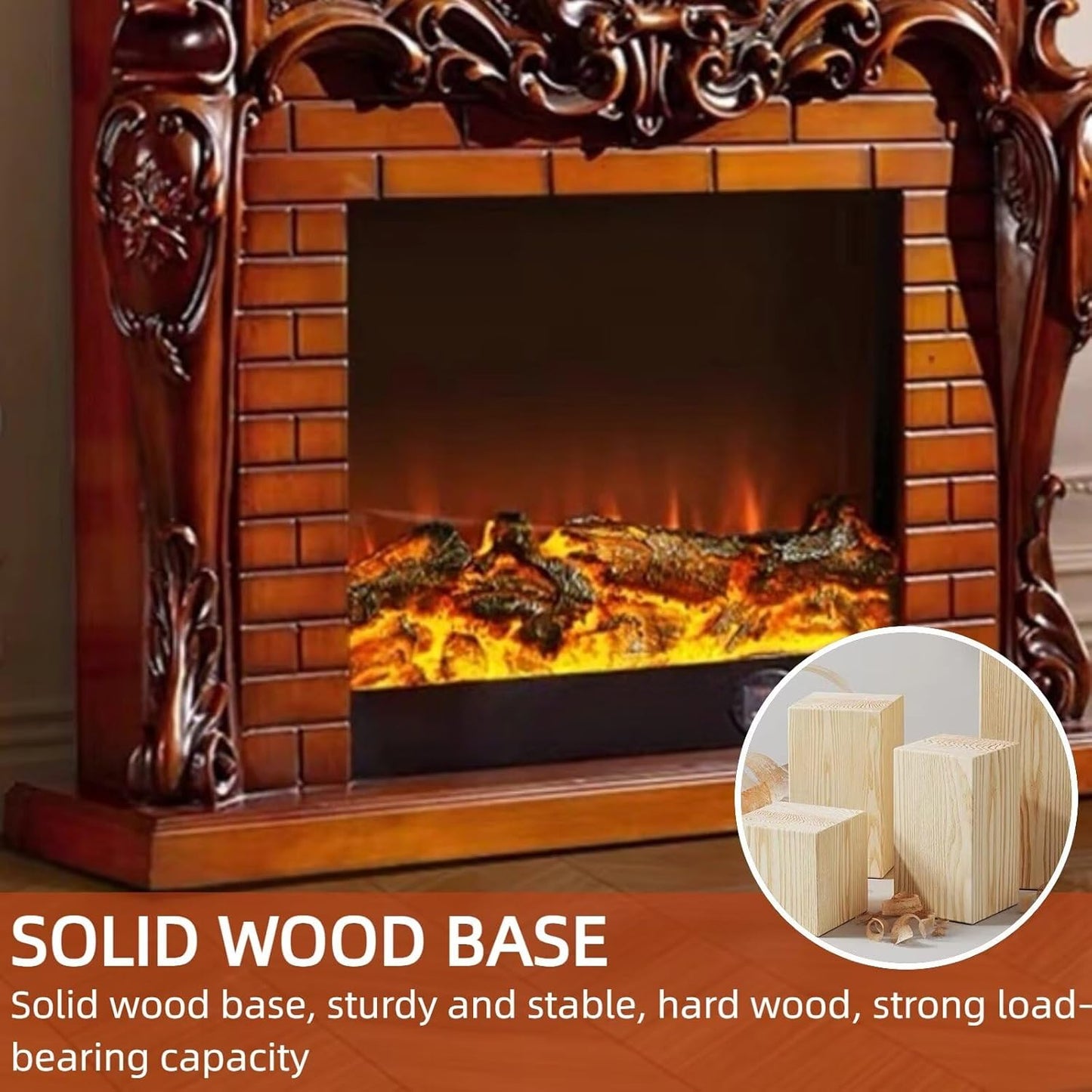 Aihm-Lon Modern Electric Fireplace 3D Plaid Carving 48”