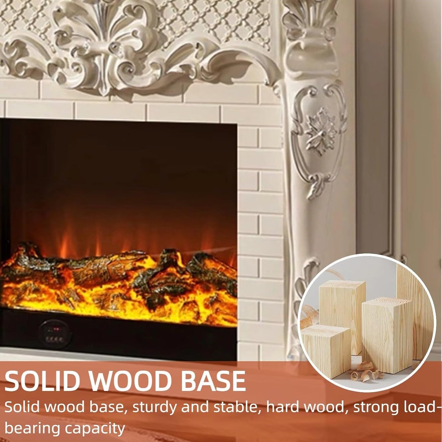 Aihm-Lon Modern Electric Fireplace 3D Plaid Carving 48”