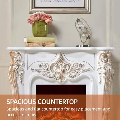 Aihm-Lon Electric Fireplace with Gold Outline Carving 39”