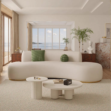 Aihm-Lon Commercial Grade White Modern Sectional Sofa Set with Stool and Coffee Table 79"-110"