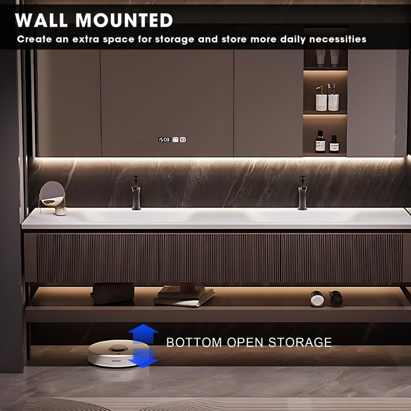 52"-96"Modern Solid Wood Bathroom Vanity ,Smart Defog Mirror