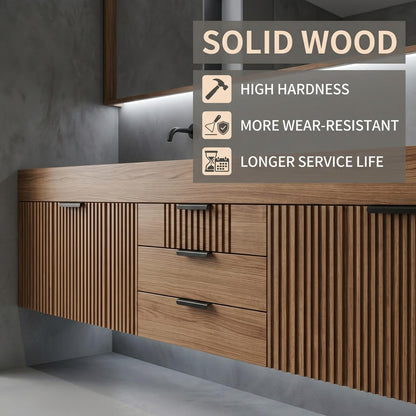 60''-96'' Modern Bathroom Vanity with Sink Double Sink Fluted Door Slate Grey Cabinet