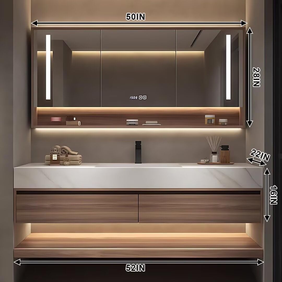 52"40"Luxury Bathroom Vanity with Sink (Wood Grain Color Modern Style)