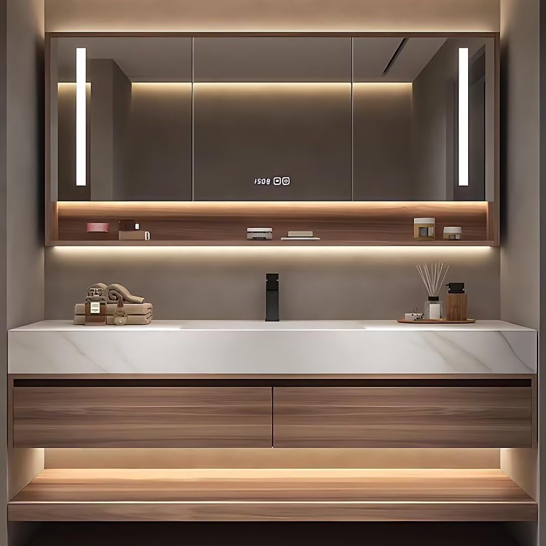 52"40"Luxury Bathroom Vanity with Sink (Wood Grain Color Modern Style)