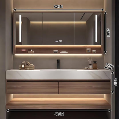 52"40"Luxury Bathroom Vanity with Sink (Wood Grain Color Modern Style)
