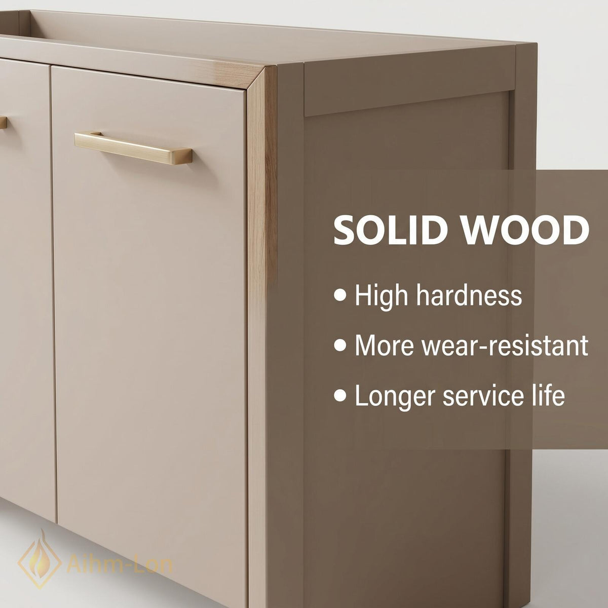 60''-96'' Double Bathroom Vanity with Sink Modern Matte Beige Finish Solid Leg