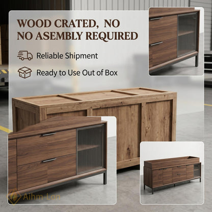 60''-96'' Double Bathroom Vanity with Sink Dark Stone Top Wood Grain Drawers