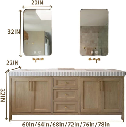 60"-96"Modern Bathroom Vanity with Double Sinks (Rustic Log Style)