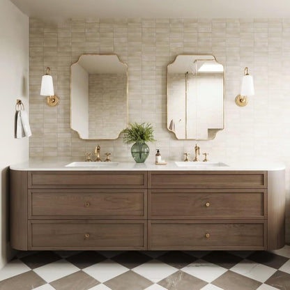60"-96" Floating Bathroom Vanity with Double Sinks (Medieval Log Style)